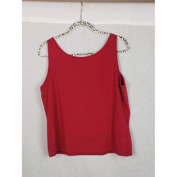 EILEEN FISHER Tank Top Womens XL Organic Cotton Blend Red USA Casual Coastal - Picture 2 of 5